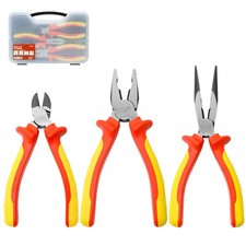 VDE Zangenset 1000V 3tlg Universal Kombizange Flachrundzange Seitenschneider