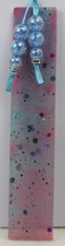 Lesezeichen, Handarbeit, Resin, Gießharz,Perlen, rosa/blau