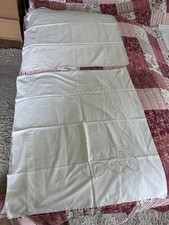 2x Kissenbezug weiß Aussteuer alt Vintage Stickerei 78 cm x 72 cm Lochstickerei