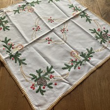 Handgestickte Weihnachtsdecke Mitteldecke Vintage 70x70cm