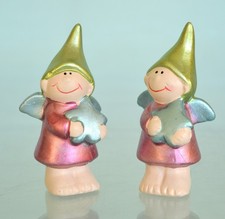 Wichtel Keramik bemalt glasiert 9 cm hoch 2 Stück