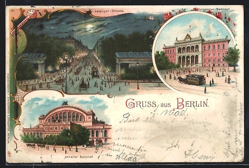 Lithographie berlin anhalter - berlin,,