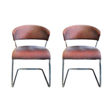 Hülsta 2er-Set S500 Stuhl 4601 Rotgrau Füße Chrom