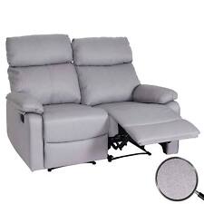 B-Ware 2er Kinosessel MCW-L93, Fernsehsessel, Liegefunktion Stoff hellgrau