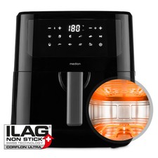MEDION LIFE P10 XL Duo Heißluftfritteuse 2150W 6,8L ölfreies Frittieren schwarz