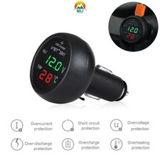3 in 1 Autoladegerät LCD LED Digital Voltmeter Anzeige Thermometer Car Charger