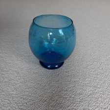 Vintage Bubble Glas Vase Windlicht blau
