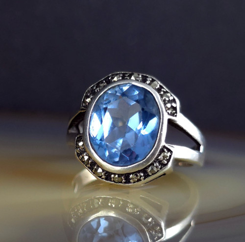 Ring silber 925 zirkonia blau - silber,