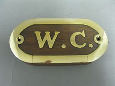 Messing Edelholz  WC Schild  10 cm x 5 cm für die Yacht  oder Edel WC