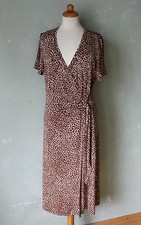 Frank Walder Kleid Sommerkleid Wickelkleid braun weiß Animalprint Giraffe 38 / M