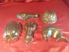 5 Alte Gugelhupf Form Backform Krabbe ? Fisch ? Kupfer Verzinkt Gemarkt (5712)