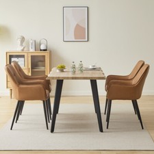 4x Braun Kunstleder Esszimmerstühle dick weich gepolstert Sitz Esszimmer Sessel