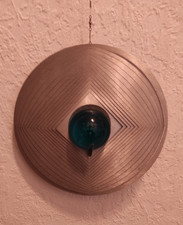 Windspiel / Edelstahl / blaue Glaskugel