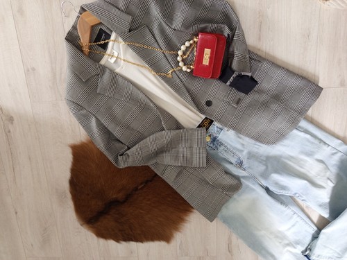 Oversized glencheck blazer - oversized,