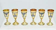 Schönes Set 6 russische massive Silber 875 & vergoldete Niello Vodka Shots/Kelche :203g
