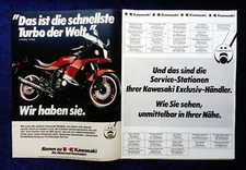 Kawasaki GPZ 750 Turbo, originale Werbung aus 1984   DOPPELSEITE