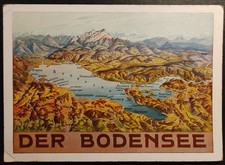 alte Topo-AK -Der Bodensee, topografische Karte- gel. 1936 MS"Deutschland" (A40)