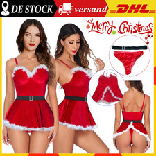 Damen Sexy Miss Santa Weihnachtsfrau Cosplay Kostüm Sets Body Dessous Reizwäsche