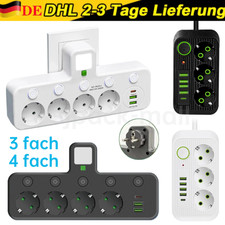 4 oder 3 Fach EU Steckdose Mehrfachstecker Steckdosenleiste Adapter Mit USB NEU