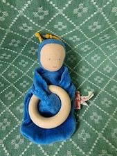 Stoffpuppe Käthe Kruse 17 cm blau Puppe Holzring Rainbow Baby Plüschspielzeug