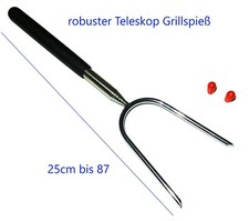 1x robuster Teleskop Grillspieß bis 87cm ausziehbar