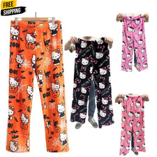 2025 Sanrio Hello Kitty Pyjama Hose Kawaii Flanell für Damen Herbst