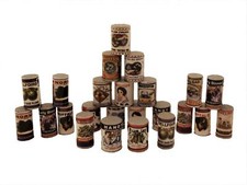 Puppenstube 24 altmodische runde Lebensmittel Blechdosen Kaufladen Zubehör