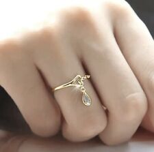 schlichter zarter Herzanhänger Ring Fingerring mit synthetischem Zirkon gold