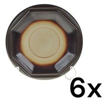 6er Set Untertasse für Tee/Kaffee Gerz Gerzit Dekor graubraun braun