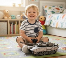 GROSS Ferngesteuerter Panzer Kinder R/C Spielzeug mit Drehbarem Turm Kampfpanzer