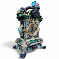 Gustav Becker Kaminuhr Tischuhr Porzellan Steingut Hugo Lonitz Majolika Keramik