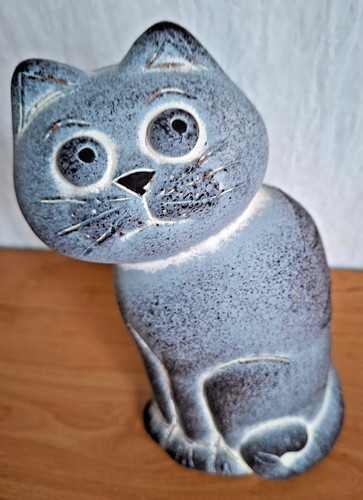 Vintage keramik katze - keramik, blau