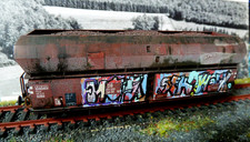 Märklin H0 00775 Selbstentladewagen Fad-50. DB- gealtert-Graffiti ohne OVP