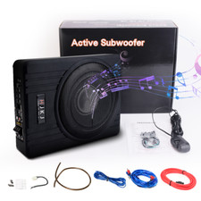 10'' Untersitz-Aktiv-Subwoofer + Kabelset Auto Bassbox Kompakt Lautsprecher Bass