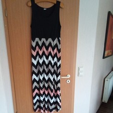 Da. Kleid Gr.44 Lascana Viskose schwarz grau apriko weiß Muster 1 X gewaschen 