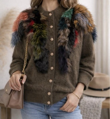 Strickjacke wolle khaki - strickjacke,