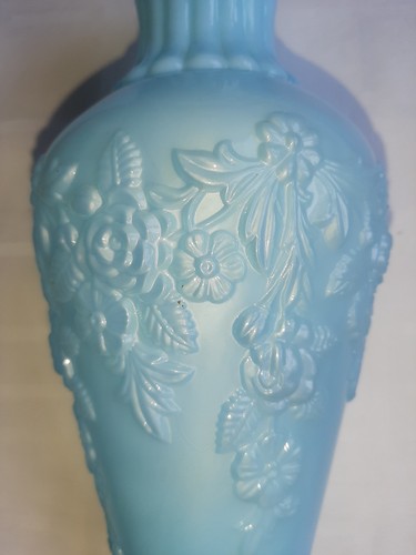 Türkisblaue opalglas vase - opalglas,