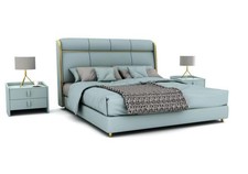 Schlafzimmer Blaues Doppelbett