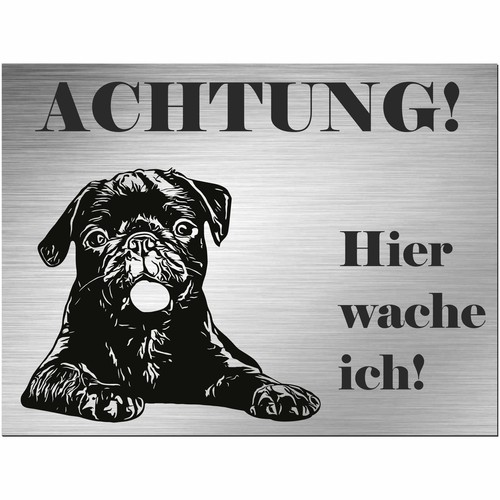 Mops schild bedruckt - -,