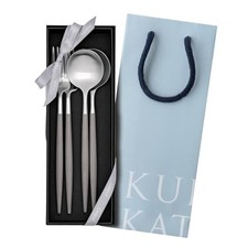 Authentische Cutipol GOA warme grau/matte Silber Tafelgabeln und -löffel (je 2)