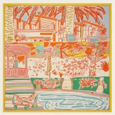 Hermes Schal Scarf Stola Rayures d'Ete Natur Orange Kaschmir Seide Auth Neu 140