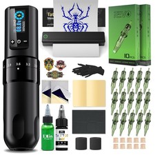 Tattoo Maschine Set kabellos 7Hub Akku 1600mAh Tattoo Drucker Farbe Nadeln