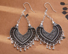 B25 orientalische Ohrringe Herz filigrane Muster Quasten 925 Sterlingsilber