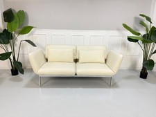 Brühl Roro Medium Leder Weiß Designer Sofa Schlaffunktion Couch + Kissen