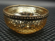 Teelichthalter mit Metallrand in antik-silberfarben Ø 8,5cm