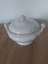 Suppenterrine,  Ragoutterrine Creme/Weiß mit goldener Verzierung