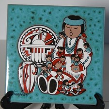 Zierkachel als Wandschmuck - Hopi Indianerin - auch als Kannenuntersetzer