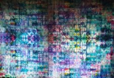 Batik Shibori Patchwork Zeichnung Bild Türkis Stoffmalerei Vorhang Gardine Quilt