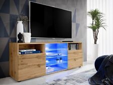 NEU komodee Urbino TV Schrank Lowboard, Eiche Weiß Schwarz, Glas, LED