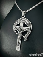 Jesus Christus Kreuz Frieden Taube Anhänger Edelstahl Halskette Religion 392A